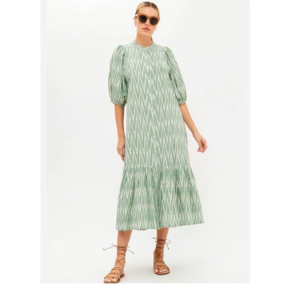 Oliphant Puff Sleeve Dress Tashkent Sage Green XXL